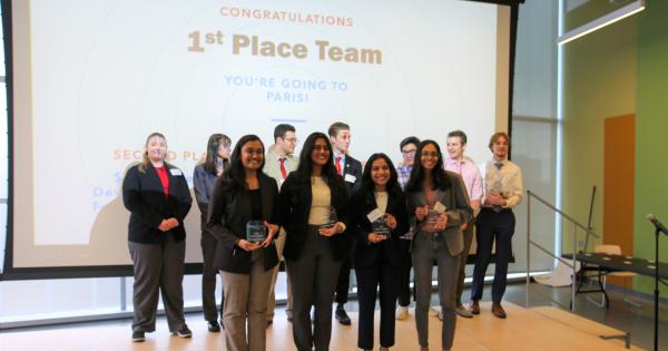 The Smart Campus Challenge winning team is Utensils to Go (front row), which proposes to provide students with reusable utensils for meals.