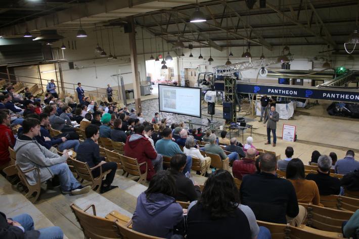 Engineering students in a college lecture hall